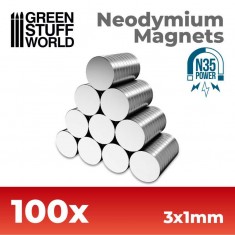 100x Neodymium Magnets 3x1mm (N35)