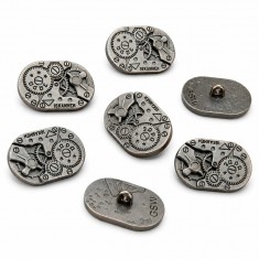Steampunk Watch Movement Oval Buttons (Silver, 17 x 22mm, 8pcs)