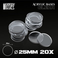 Acrylic Bases Round Clear (25mm, 20pcs)