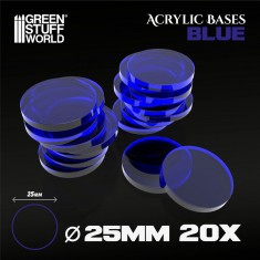 Acrylic Bases Round Clear Blue (25mm, 20pcs)