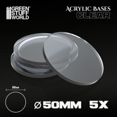 Acrylic Bases Round Clear (50mm, 5pcs)