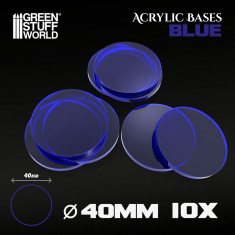 Acrylic Bases Round Clear Blue (40mm, 10pcs)