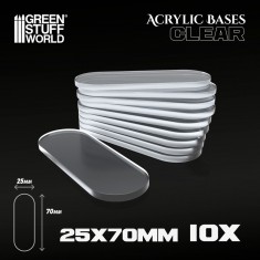 Acrylic Bases Oval Clear (25 x 70mm, 10pcs)