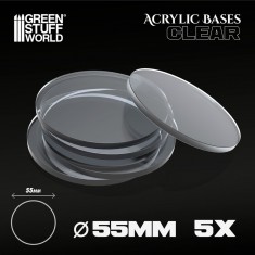 Acrylic Bases Round Clear (55mm, 5pcs)