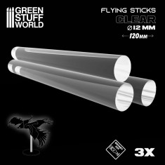 Clear Acrylic Round Rods (12 x 120mm, 3pcs)