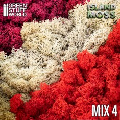 Natural Island Moss - Red Fuchsia and Grey Mix (50g)