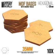 MDF Hexagonal Bases 35mm for Miniature Figures (10pcs, 3mm Thick)