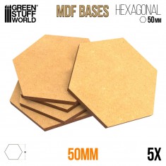 MDF Hexagonal Bases 50mm for Miniature Figures (5pcs, 3mm Thick)