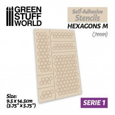 Self-Adhesive Airbrush Masking Stencils - Hexagons M - 7mm (9.5x14.5cm)