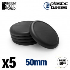 Plastic Bases - Round Lip 50mm for Miniature Figures (5pcs, 3mm Thick)