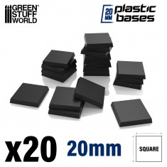 Plastic Square Bases 20mm for Miniature Figures (20pcs, 3mm Thick)