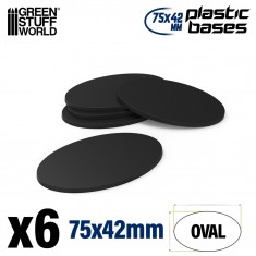 Plastic Bases - Oval Pill 75x42mm AoS for Miniature Figures (6pcs, 3mm Thick)