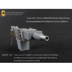 1/35 7.5cm kw.k 37 L/24&k51 L/24 Aluminum Barrel w/Rifling for Pz.kpfw.IV Ausf.B/C/D/E/F1 