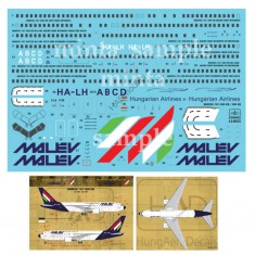 Decals for 1/144 Malev Boeing-767/200/300 ER HA-LHA/HA-LHB