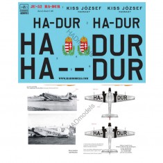 Decals for 1/48 Ju-52/3m (HA-DUR Miklos Horthy's Plane)