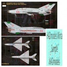 Decals for 1/48 HAF MiG-21 UM Stencils for DDR and Silver Painting