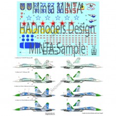 Decals for 1/48 Su-27 Fanker B (Russian AF 51 & Ukraine AF Blue 27/31)