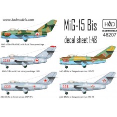 Decals for 1/48 Mikoyan-Gurevich Mig-15 Bis (North Corea, Soviet, Hungarian)
