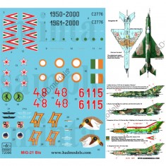 Decals for 1/72 MiG-21 MF/Bis (HU 6511/48, Russian 48, Indian C2776)