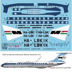 1/72 Malev Tu-134A Decals for Amodel kits