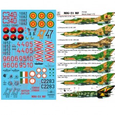 1/72 MiG-21MF Decals (HAF4405/9606/9510, Indian C2283, Angolan C340, Ethiopian 1082/1052)