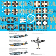 Decals for 1/72 Messerschmitt Bf 109 G-14 (W058, Black 1, <2+I)