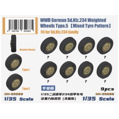 1/35 WWII German Sd.Kfz.234 Weighted Wheels (Mixed Tyre Pattern)