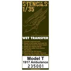 1/35 WWI US 1917 Ambulance Stencils for ICM #35661  (water-slide decals)
