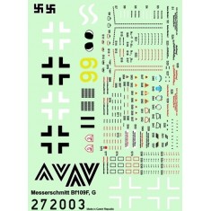 1/72 Messerschmitt Bf 109F/G Stencils for AZ Model kit (Wet Transfers)