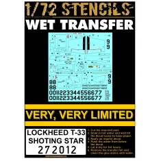 1/72 USAF Lockheed T-33 Shooting Star Stencils (water-slide decals)