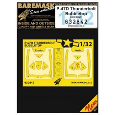 1/32 P-47D Thunderbolt Bubbletop Paint Masking for Hasegawa kits