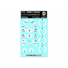 1/72 P-47D Razorback Canopy and Wheel Masks for Tamiya (Simply Edition)