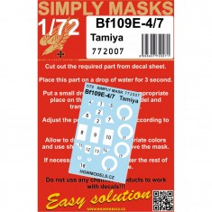 1/72 Messerschmitt Bf109E-4/7 Canopy and Wheels Masks for Tamiya kit [''Simply'' Edition]