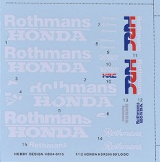 1/12 Honda NSR500 1989 Logo Decals