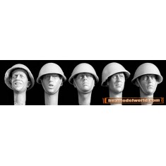 1/35 5x Heads with British Mk III Steel Helmets 1944-1980's
