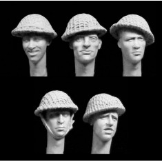 1/35 5 Heads with WWII British Coarse Netting Helmets
