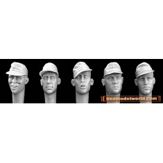 1/35 5x Heads with 1st Pattern SS Utility Camouflage Peaked Caps