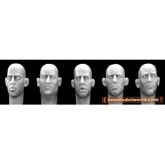 1/35 5x Different Bare Heads with Neutral Expressions