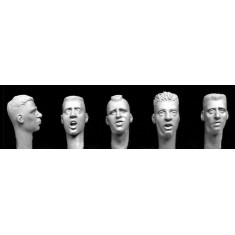 1/35 5x Bare Heads with ultra short haircuts