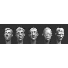 1/35 5x Different Heads with Hair (1 African + 4 Europeans)