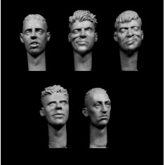 1/35 5x Heads in Caucasian Features with Varied Haircuts and Expressions