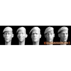 1/35 5x Heads with Berets (Pulled Right, Tight Shape) e.g. British 1970s