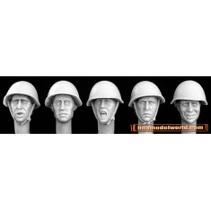 1/35 5x Heads with Soviet Helmets for WWII/Modern