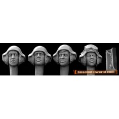 1/35 4x Heads with Israeli AFV Helmets including Microphones 1980s/1990s