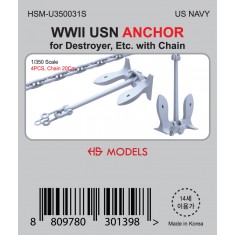 1/350 WWII USN ANCHOR (4pcs) for Destroyer, Etc. with 20cm Chain