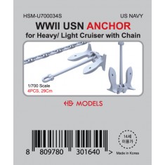 1/700 WWII USN ANCHOR (4pcs) for Heavy/ Light Cruiser with 29cm Chain