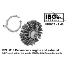 1/48 PZL M18 Dromader Engine and Exhaust 3D Printed Set for IBG kits