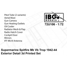 1/72 Supermarine Spitfire Mk.Vb Trop 1942-1944 Exterior Detail Set for IBG Kit