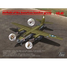 1/48 Airfield of US Bomber Group: B-26G Marauder, 4 USAAC Servicemen Figures, Plates