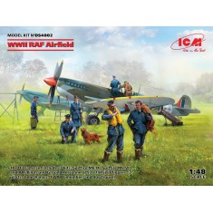 1/48 WWII RAF Airfield Spitfire IX, VII, Pilots & Ground Personnel (3 kits & 7 figures)